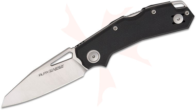 Viper Knives Alfa Lockback Folding Knife 2.95 inch CPM-MagnaCut Satin Modified Wharncliffe Blade, Black G10 Handles