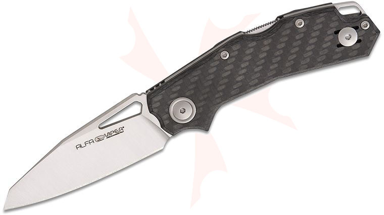 Viper Knives Alfa Lockback Folding Knife 2.95 inch CPM-MagnaCut Satin Modified Wharncliffe Blade, Carbon Fiber Handles