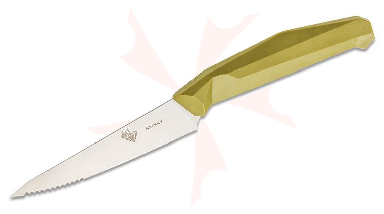 V Nives Diafire Emerald Steak Knife 4.5 inch Satin Blade, OD Green Handle