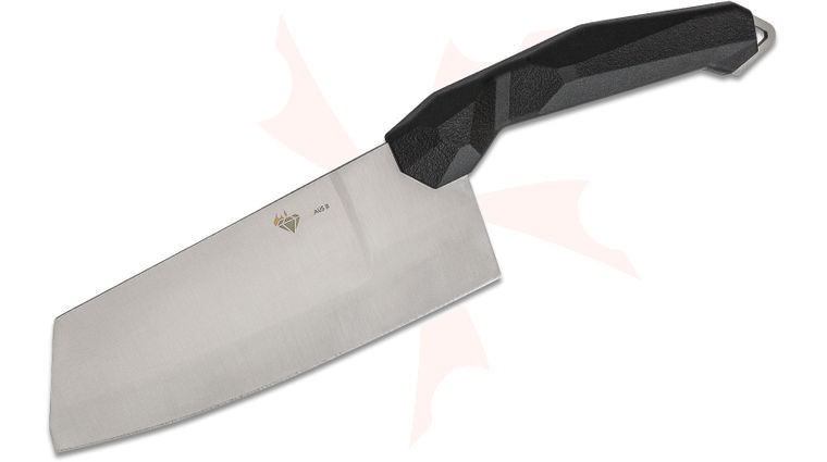 V Nives Diafire Black Diamond Chinese Chef's Knife 6 inch Satin Cleaver Blade, Black Nylon & Fiberglass Handle