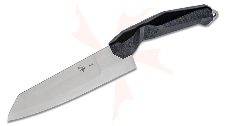 V Nives Diafire Black Diamond Japanese Chef's Knife 6 inch Satin Cleaver-Style Blade, Black Nylon & Fiberglass Handle