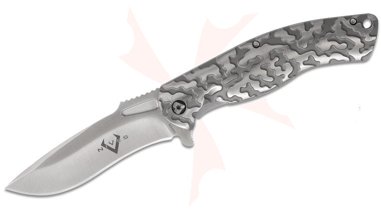 V Nives Atmosphere Flipper Knife 3.5 inch S35VN Satin Drop Point Blade, Gray Milled Titanium Handles
