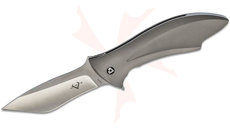 V Nives Jerry Hossom Deplorable Flipper Knife 3.92 inch S35VN Satin Blade, Gray Titanium Handles