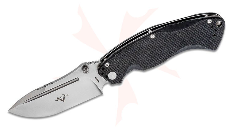 V Nives Olympian Folding Knife 3.75 inch 154CM Satin Drop Point Blade, Black G10 Handles