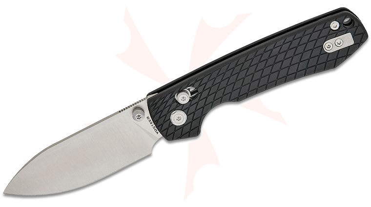 Vosteed Knives Raccoon CB Folding Knife 3.25 inch Nitro-V Satin Drop Point Blade, CNC Black Aluminum Handles