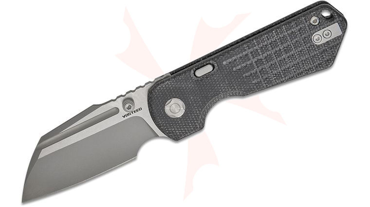 Vosteed Knives Hedgehog Top Liner Lock Flipper Knife 2.99 inch S35VN Two-Tone Sheepsfoot Blade, Black Frag Canvas Micarta Handles