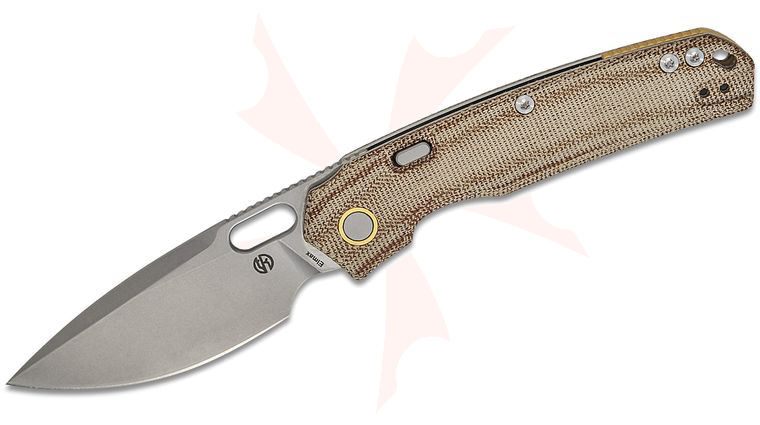 Vosteed Knives TuffKnives Psyop Top Liner Lock Front Flipper Knife 3.32 inch Elmax Stonewashed Drop Point Blade, Natural Norplex UltreX Micarta Handles