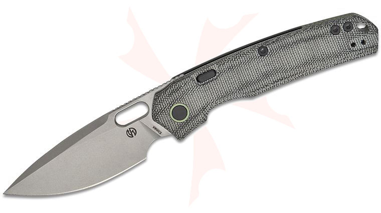 Vosteed Knives TuffKnives Psyop Top Liner Lock Front Flipper Knife 3.32 inch Elmax Stonewashed Drop Point Blade, Black Norplex UltreX Micarta Handles