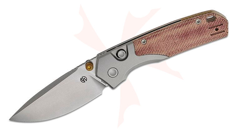 Vosteed Knives TuffKnives Psyop 299 Top Liner Lock Folding Knife 2.99 inch S35VN Stonewashed Drop Point Blade, Red Norplex UltreX Micarta Handles with Titanium Bolsters