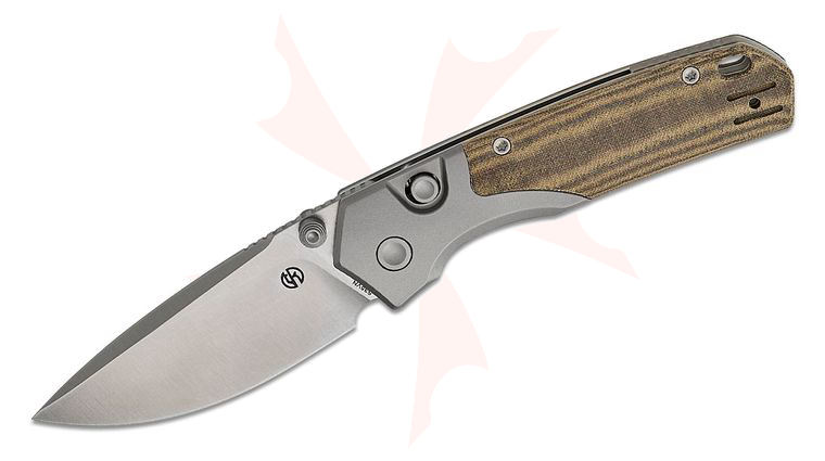 Vosteed Knives TuffKnives Psyop 299 Top Liner Lock Folding Knife 2.99 inch S35VN Satin Drop Point Blade, Green Norplex UltreX Micarta Handles with Titanium Bolsters