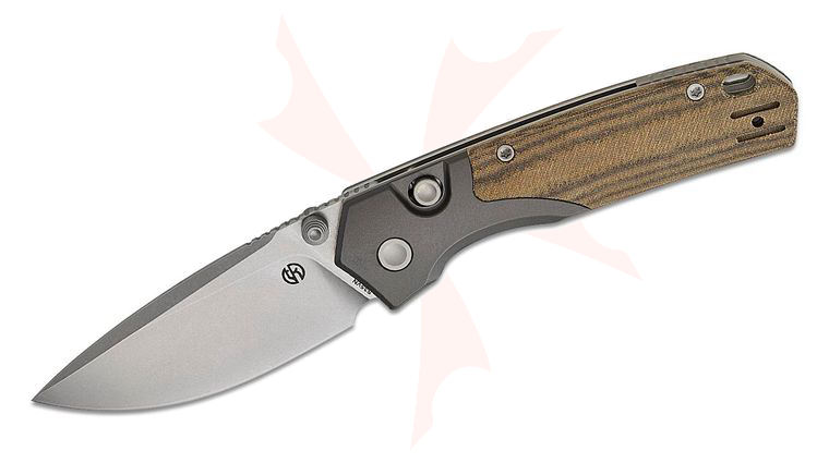 Vosteed Knives TuffKnives Psyop 299 Top Liner Lock Folding Knife 2.99 inch S35VN Stonewashed Drop Point Blade, Green Norplex UltreX Micarta Handles with Titanium Bolsters