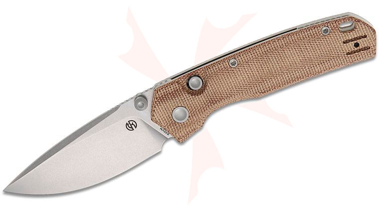 Vosteed Knives TuffKnives Psyop 299 Top Liner Lock Folding Knife 2.99 inch S35VN Stonewashed Drop Point Blade, Natural Norplex UltreX Micarta Handles