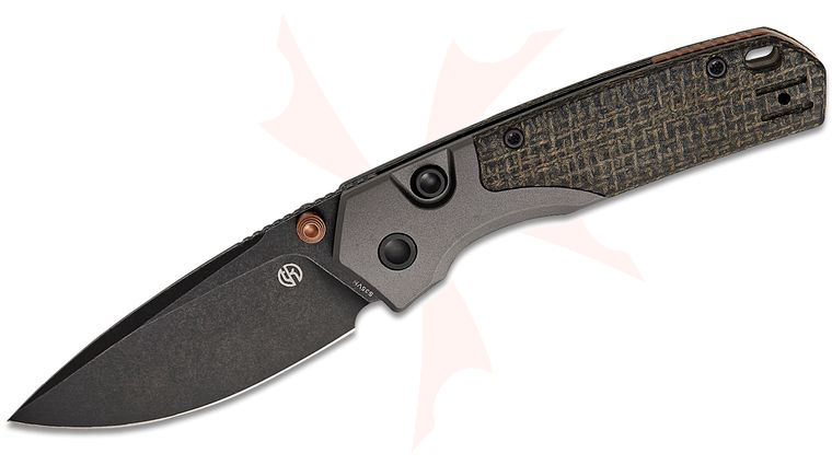 Vosteed Knives TuffKnives Psyop 299 Top Liner Lock Folding Knife 2.99 inch S35VN Black Stonewashed Drop Point Blade, Black Norplex UltreX Micarta Handles with Titanium Bolsters