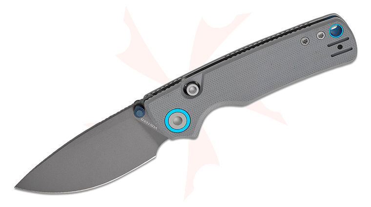 Vosteed Knives Yue Porcupine Top Liner Lock Folding Knife 2.99 inch 14C28N Destroyer Gray Drop Point Blade, Gray G10 Handles