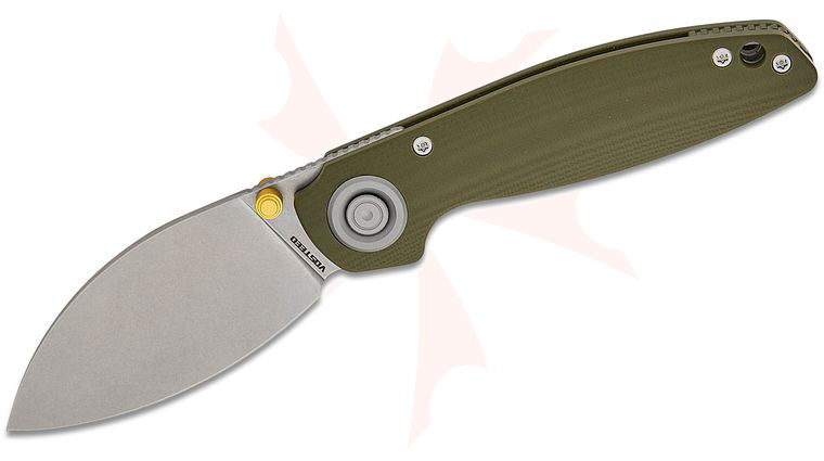 Vosteed Knives Shilin Cutter Vanchor Lock Folding Knife 2.9 inch 154CM Stonewashed Kukri Blade, Green G10 Handles