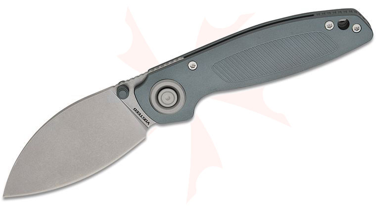 Vosteed Knives Shilin Cutter Vanchor Lock Folding Knife 2.9 inch Elmax Stonewashed Kukri Blade, Aluminum Handles