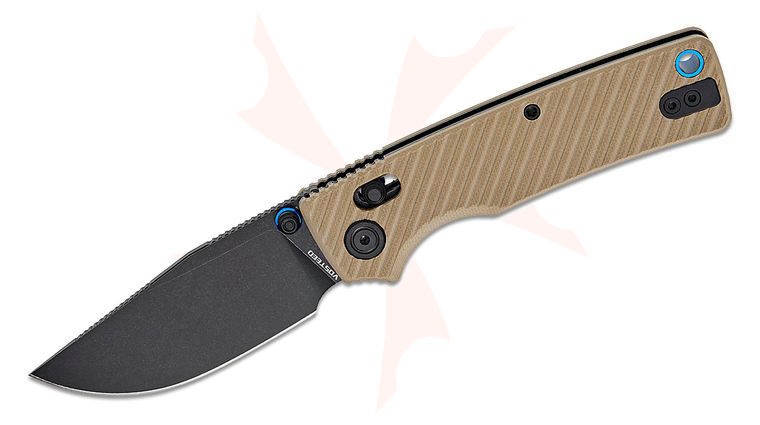 Vosteed Knives Yue Porcupine ModSwap Crossbar Lock Folding Knife 3.13 inch 154CM Black Stonewashed Clip Point Blade, Sand G10 Handles