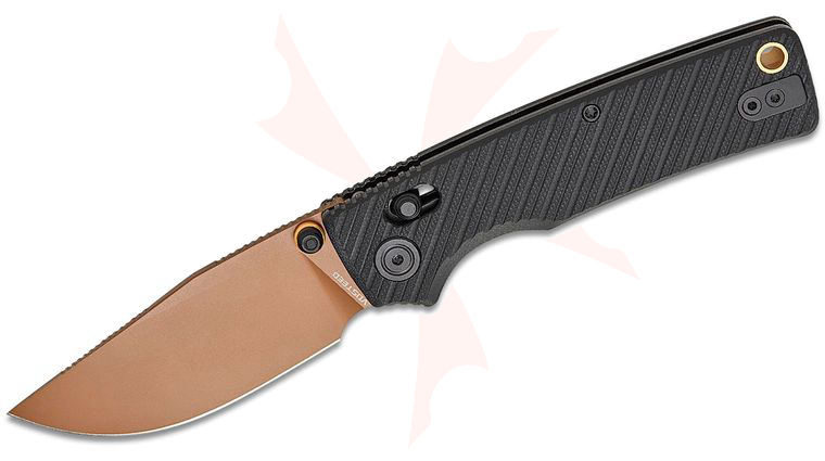 Vosteed Knives Yue Porcupine ModSwap Crossbar Lock Folding Knife 3.13 inch 154CM Copper Dune Clip Point Blade, Black G10 Handles