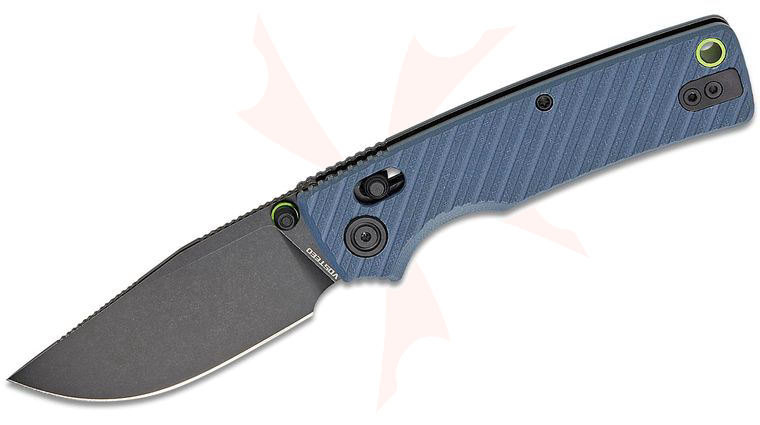 Vosteed Knives Yue Porcupine ModSwap Crossbar Lock Folding Knife 3.13 inch 154CM Black Stonewashed Clip Point Blade, Blue G10 Handles