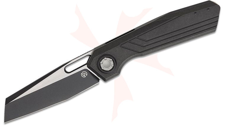 Vosteed Knives Geoff Blauvelt Xeno Vanchor Lock Folding Knife 3.23 inch Vanax Two-Tone Black/Satin Reverse Tanto Blade, Black Titanium Handles