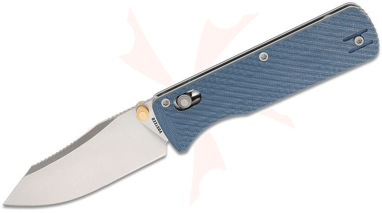 Vosteed Knives Vombat Crossbar Lock Folding Knife 2.92 inch 14C28N Stonewashed Clip Point Blade, Blue G10 Handles