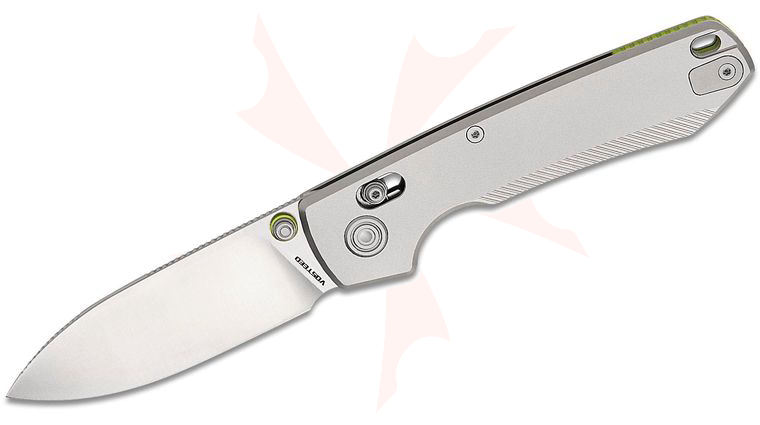 Vosteed Knives Raccoon TiSlim Crossbar Lock Folding Knife 3.18 inch 154CM Satin Drop Point Blade, Milled Gray Titanium Handles