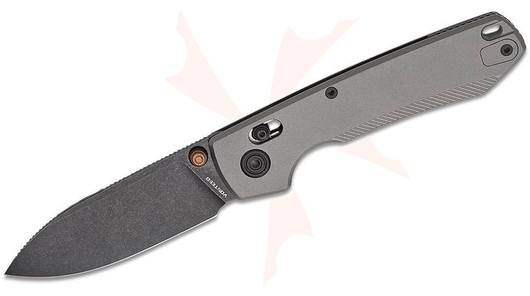 Vosteed Knives Raccoon TiSlim Crossbar Lock Folding Knife 3.18 inch 154CM Black Stonewashed Drop Point Blade, Milled Dim Gray Titanium Handles