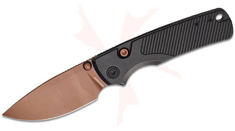 Vosteed Knives Yue Porcupine TiSlim Top Liner Lock Folding Knife 3.04 inch 154CM Copper Dune Drop Point Blade, Black Machined Titanium Handles