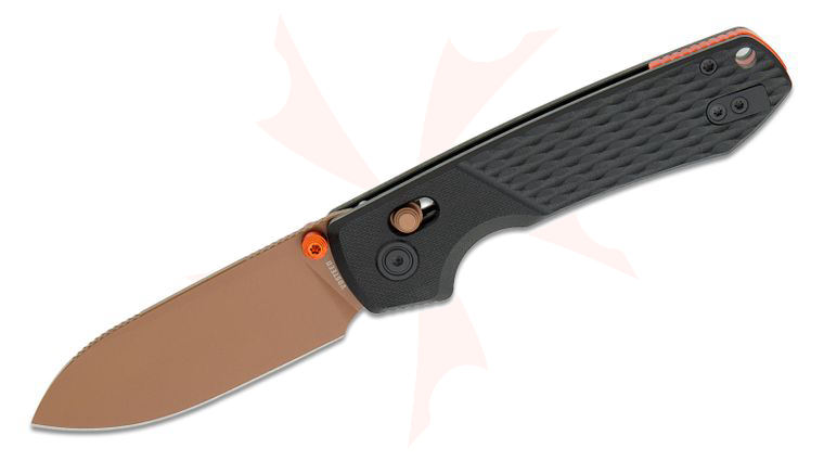 Vosteed Knives Raccoon Modswap Crossbar Lock Folding Knife 3.18 inch Nitro-V Copper Dune Drop Point Blade, Black G10 Handles