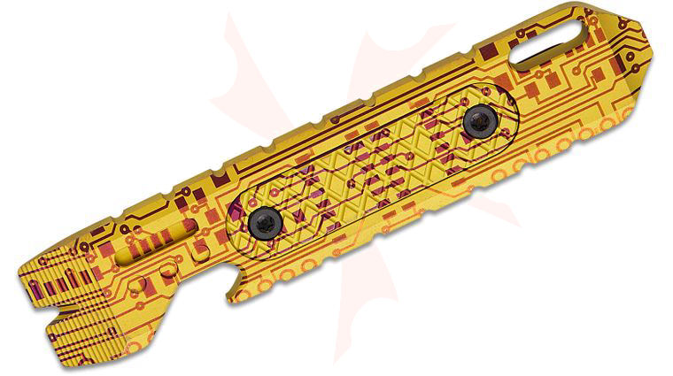 Vosteed Knives ReyLight Shark Bomb Pry Bar 2.0 - Golden Circuit Titanium Mini Multi-Tool with Pocket Clip