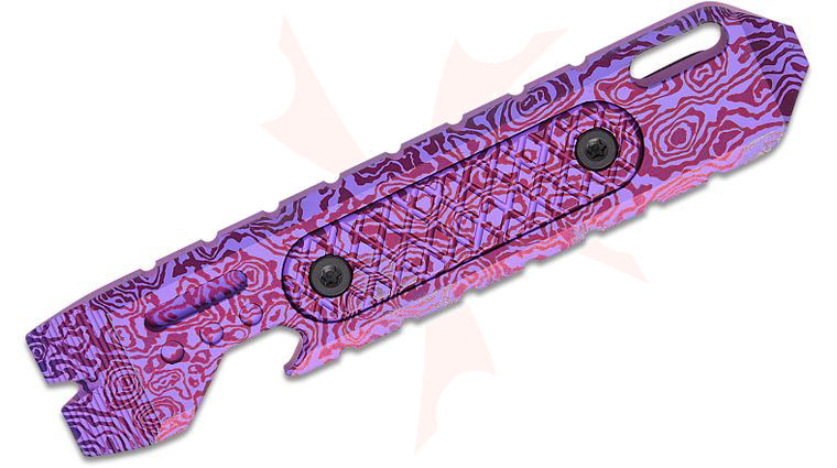 Vosteed Knives ReyLight Shark Bomb Pry Bar 2.0 - Purple Threads Titanium Mini Multi-Tool with Pocket Clip