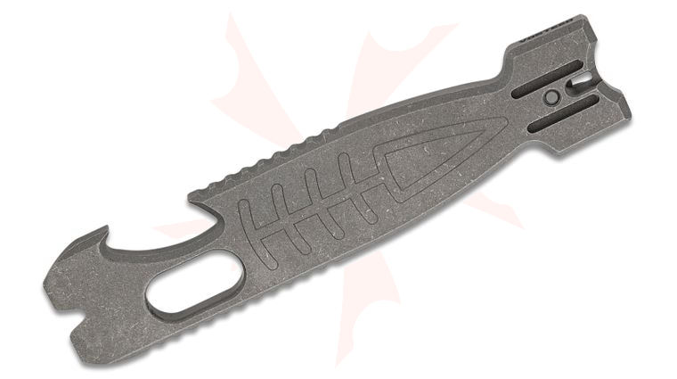 Vosteed Knives Shark Bomb Pry Bar - Gray Stonewashed Titanium Mini Multi-Tool with Pocket Clip