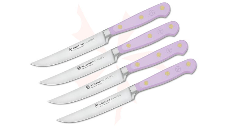 Wusthof Classic Colors 4 Piece Steak Knife Set,  inchPurple Yam inch Handles