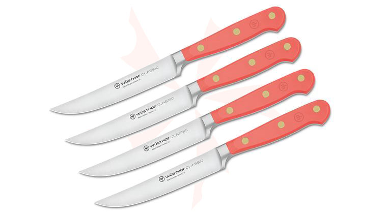 Wusthof Classic Colors 4 Piece Steak Knife Set,  inchCoral Peach inch Handles