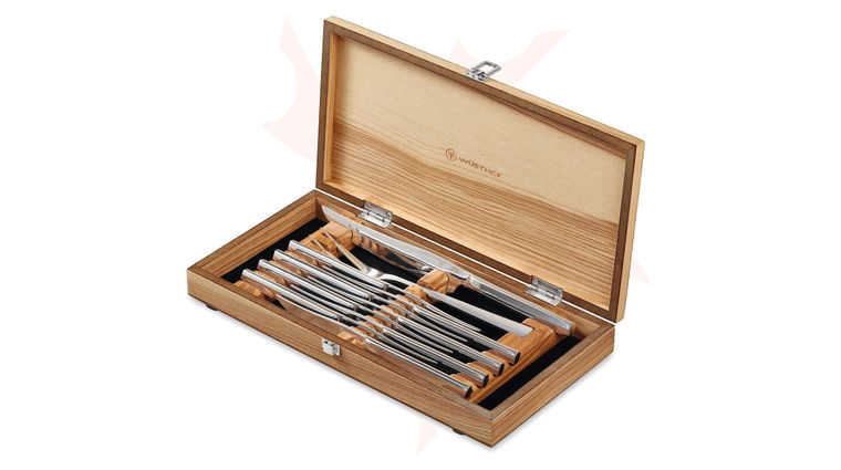 Wusthof 10-Piece Stainless Mignon Carving and Steak Knife Set in Olivewood Gift Box