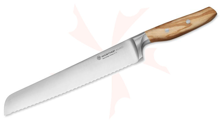 Wusthof Amici 9 inch Serrated Bread Knife, Olive Wood Handles