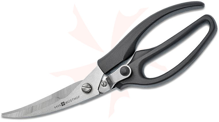 Wusthof Poultry Shears, Curved, Spring Loaded, Black Polypropylene Handles