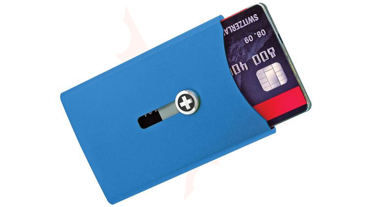 Wagner Super Slim Swiss Wallet with Money Clip, Blue Anodized Aluminum