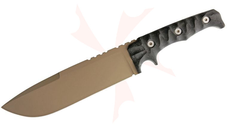 Wander Tactical Dimorphodon Fixed 8.5 inch Dark Earth D2 Blade, Black Micarta Handles, Thermo-Molded Polymer Sheath 