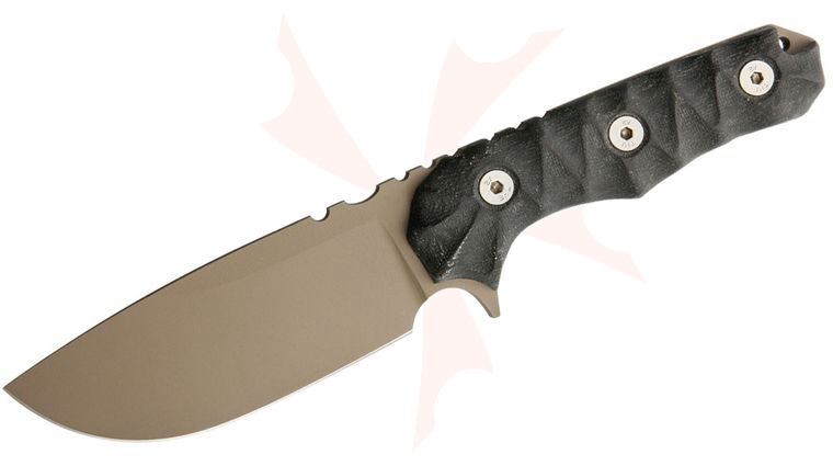 Wander Tactical Lynx Fixed 4.3 inch Dark Earth D2 Blade, Black Micarta Handles, Thermo-Molded Polymer Sheath
