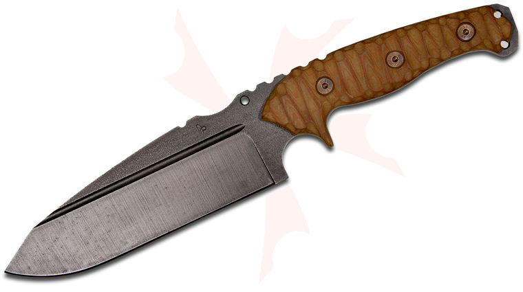 Wander Tactical Smilodon Fixed 7.1 inch Raw D2 Blade, Desert Brown Micarta Handles, Thermo-Molded Polymer Sheath