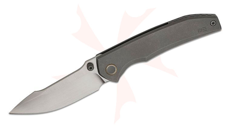 We Knife Company Sam Tran Ryson Frame Lock Folding Knife 3.33 inch M390 Hand Rubbed Satin Harpoon Blade, Gray Titanium Handles