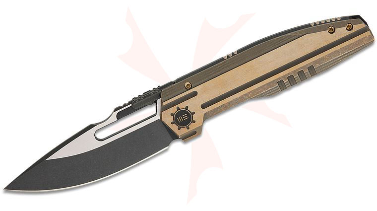 We Knife Company Limited Edition Reveille Frame Lock Folding Knife 3.83 inch M390 Two-Tone Drop Point Blade, Bronze Machined Titanium Handles