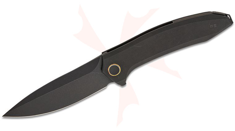 We Knife Company Acuminal Frame Lock Flipper Knife 3.98 inch Vanax Black Stonewashed Drop Point Blade, Black Titanium Handles