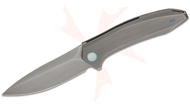 We Knife Company Acuminal Frame Lock Flipper Knife 3.98 inch Vanax Gray Hand Rubbed Drop Point Blade, Gray Hand Rubbed Titanium Handles