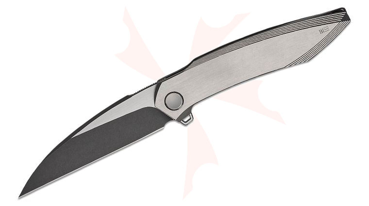 We Knife Company Fluxor Nested Liner Lock Flipper Knife 3.98 inch M390 Two-Tone Wharncliffe Blade, Satin & Black Machined Titanium Handles