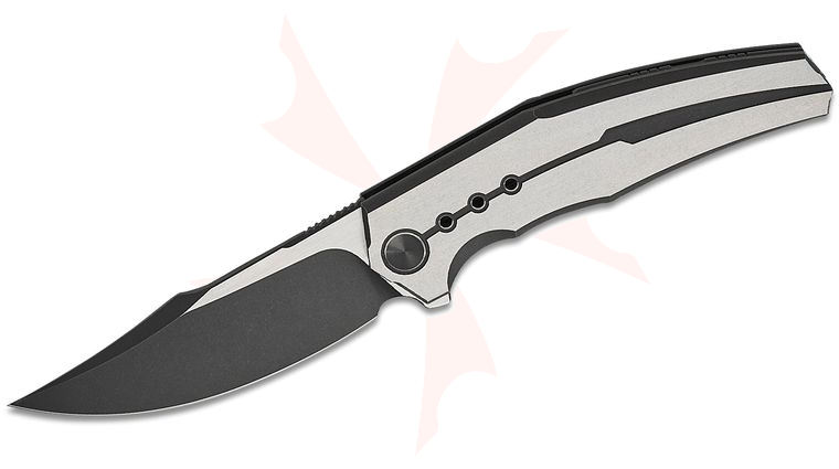 We Knife Company Kyklos Frame Lock Flipper Knife 3.79 inch M390 Two-Tone Harpoon Drop Point Blade, Satin/Black Milled Titanium Handles