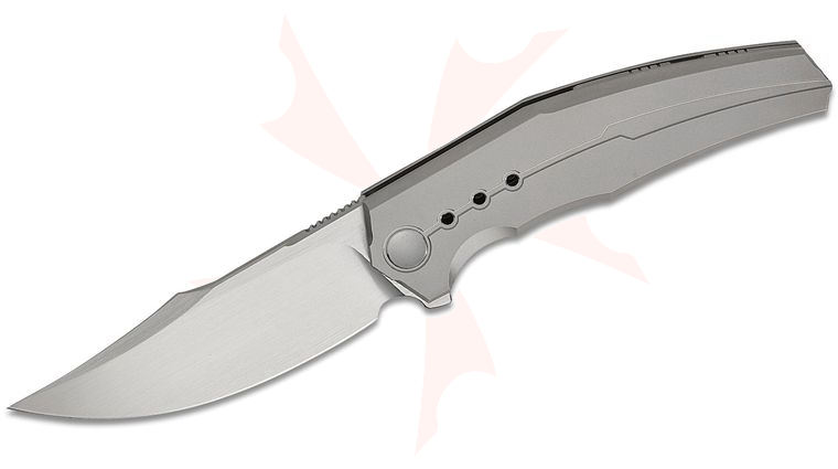 We Knife Company Kyklos Frame Lock Flipper Knife 3.79 inch M390 Hand Rubbed Satin Harpoon Drop Point Blade, Gray Milled Titanium Handles