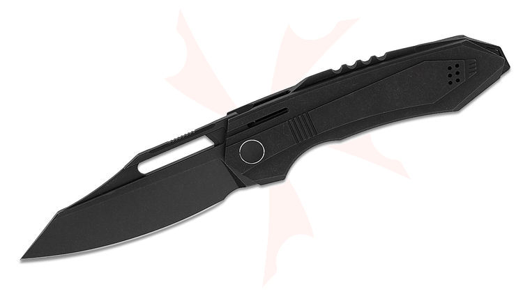 We Knife Company Limited Edition Bogey Nested Liner Lock Flipper Knife 3.64 inch M390 Black Stonewashed Reverse Tanto Blade, Black Machined Titanium Handles