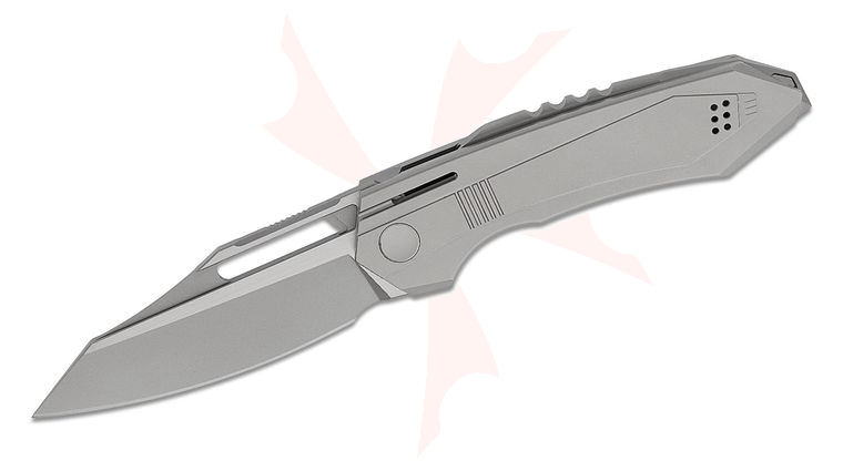 We Knife Company Limited Edition Bogey Nested Liner Lock Flipper Knife 3.64 inch M390 Stonewashed Two-Tone Reverse Tanto Blade, Gray Machined Titanium Handles
